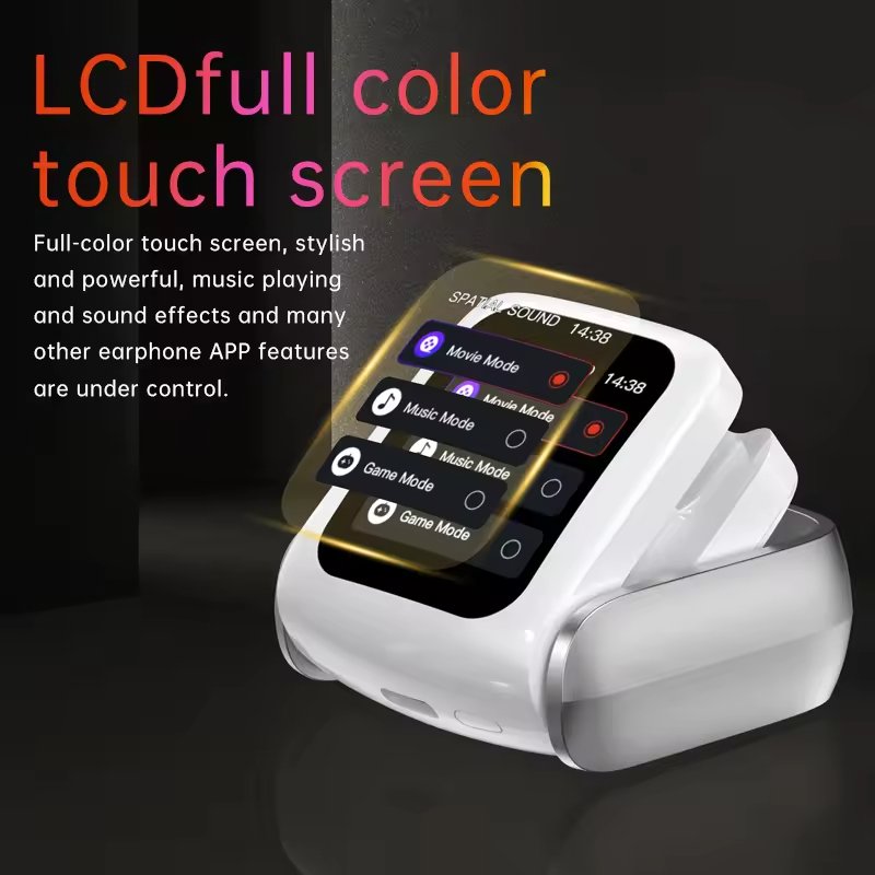New Design T71 TWS LCD smart Screen audifono ENC Noise Reduction Adjustable equalizer on-ear Wireless Bluetooth earphone headset