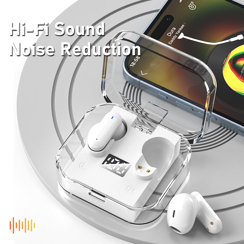 Low latency 2024 new arrivals Music Gaming Headset Digital Display Wireless transparent case tws earbud in-ear headphones