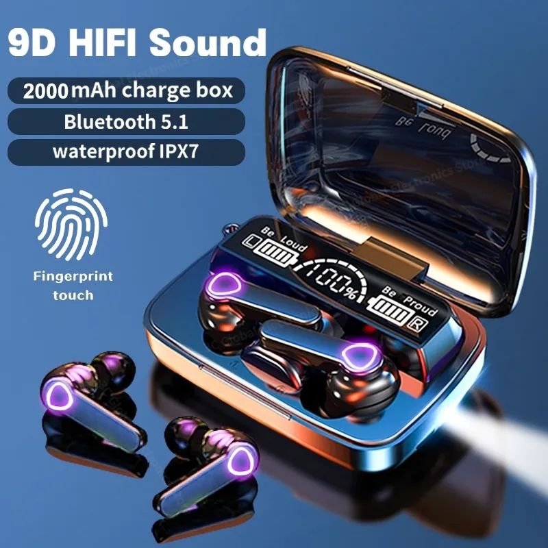 New M19 TWS 5.0 Wireless Earphone Touch Waterproof Mini Wireless Headset LED Digital Display Earbuds Sports Headphones