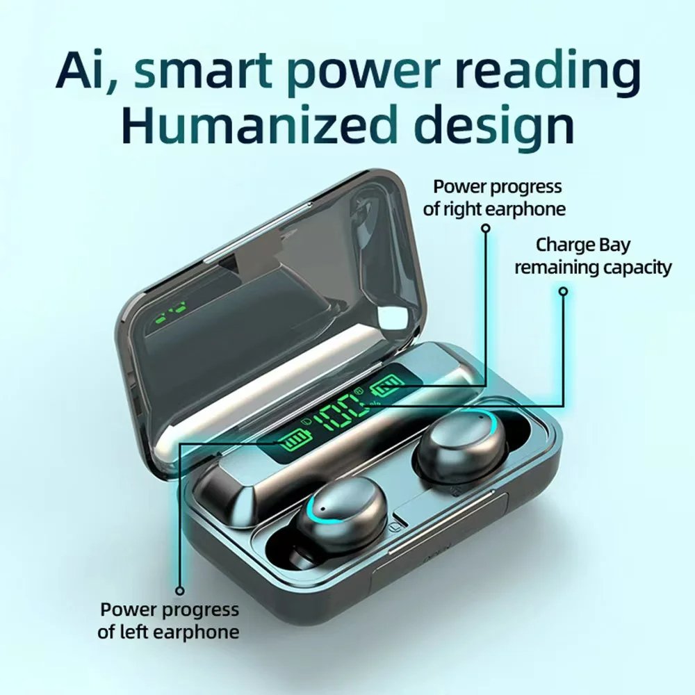 Factory Wholesale TWS Earbuds F9-5 Earphones 9D Hifi Stereo True Wireless Earbuds F9 F9-5C In Ear Headphone BT 5.3 LED Display