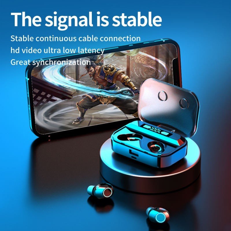 TG02 TWS BT5.1 Mini Wireless True Stereo Earbuds Led Display Sport Cordless HIFI Gaming Headset Power Bank Earphone Headphones