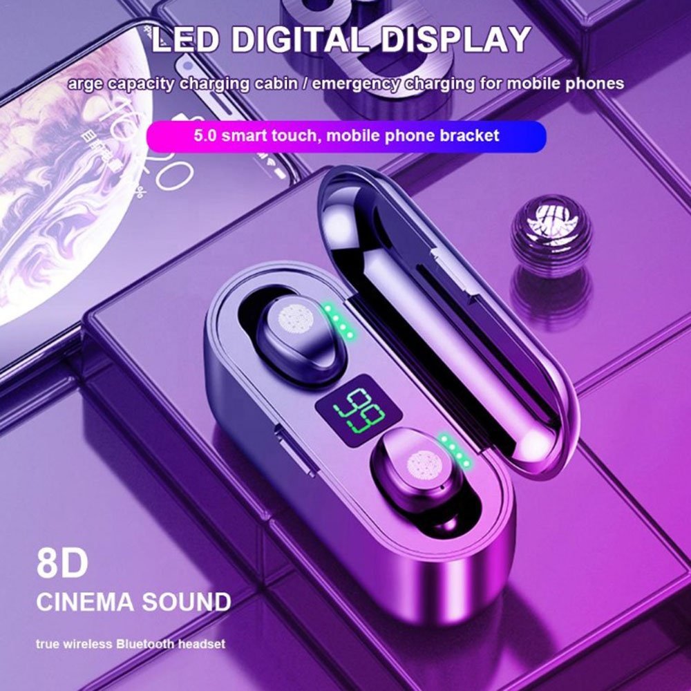 Manufacturer F9 TWS Earphones 9D Hifi Stereo Waterproof In Ear Headphone BT 5.0 LED Display Wireless Earbuds f9 F9-5 F9-5C F9-34
