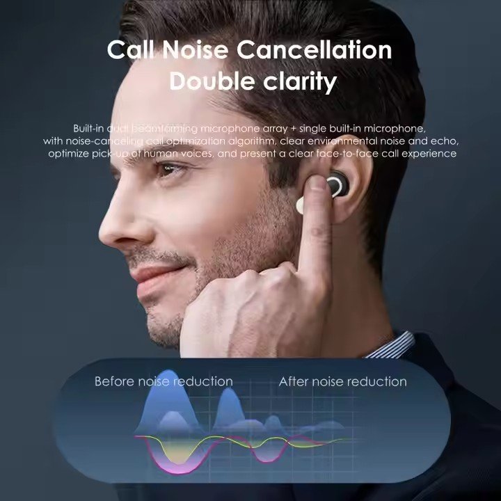 New Top V8 ANC Wireless Earphones LCD FullColor Smart Touch Screen TWS Earbuds Active Noise Blue tooth Headphones Sports Headset