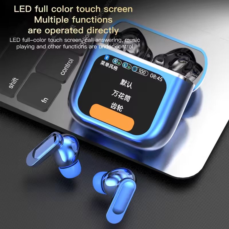 2024 ZTX SE60 Multi functional Touch Screen wireless Earphpne with Digital Display Active Noise Cancelling Tws Wireless Earbuds