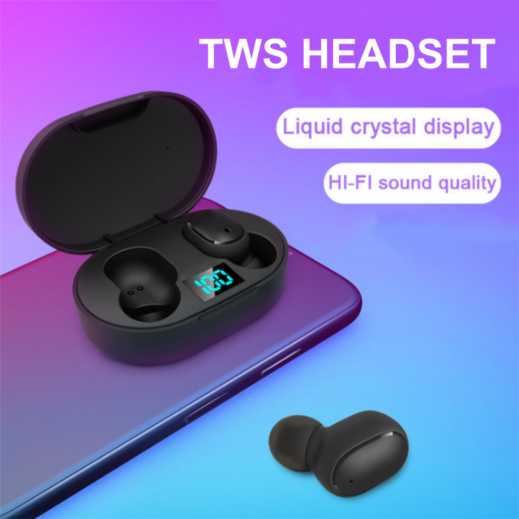 E6S TWS earbuds Macaron 6D Stereo LED Display Mini Headsets Digital Display True Wireless Earphones for Sport Gaming