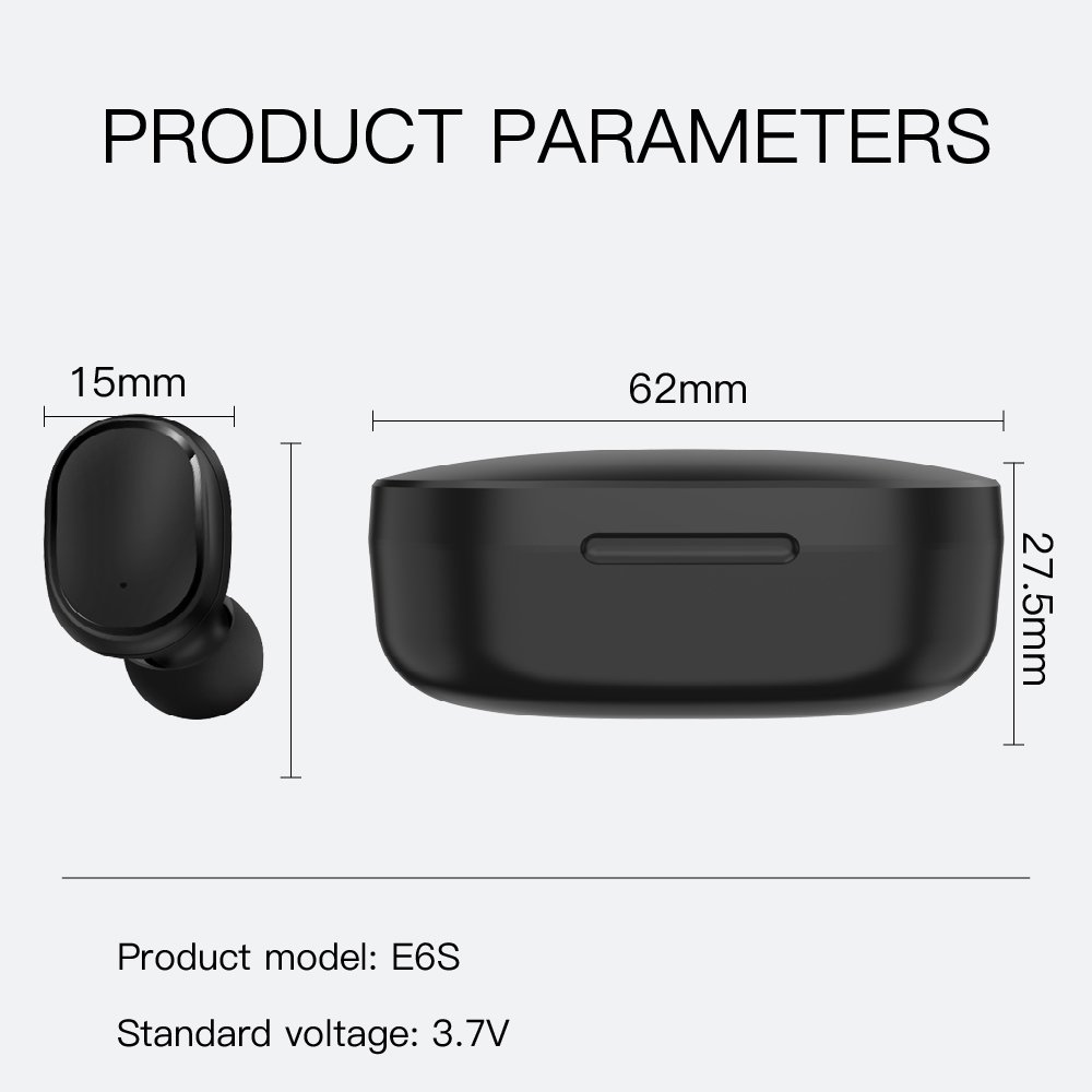 E6S TWS earbuds Macaron 6D Stereo LED Display Mini Headsets Digital Display True Wireless Earphones for Sport Gaming