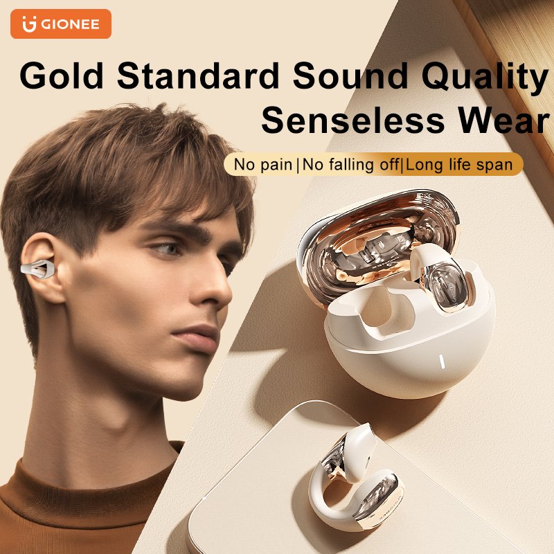 Gionee JL035 Bone Conduction Headphones TWS BT V5.4 true wireless Earbuds Noise Cancelling Ear Clip Earphones Sports Headsets