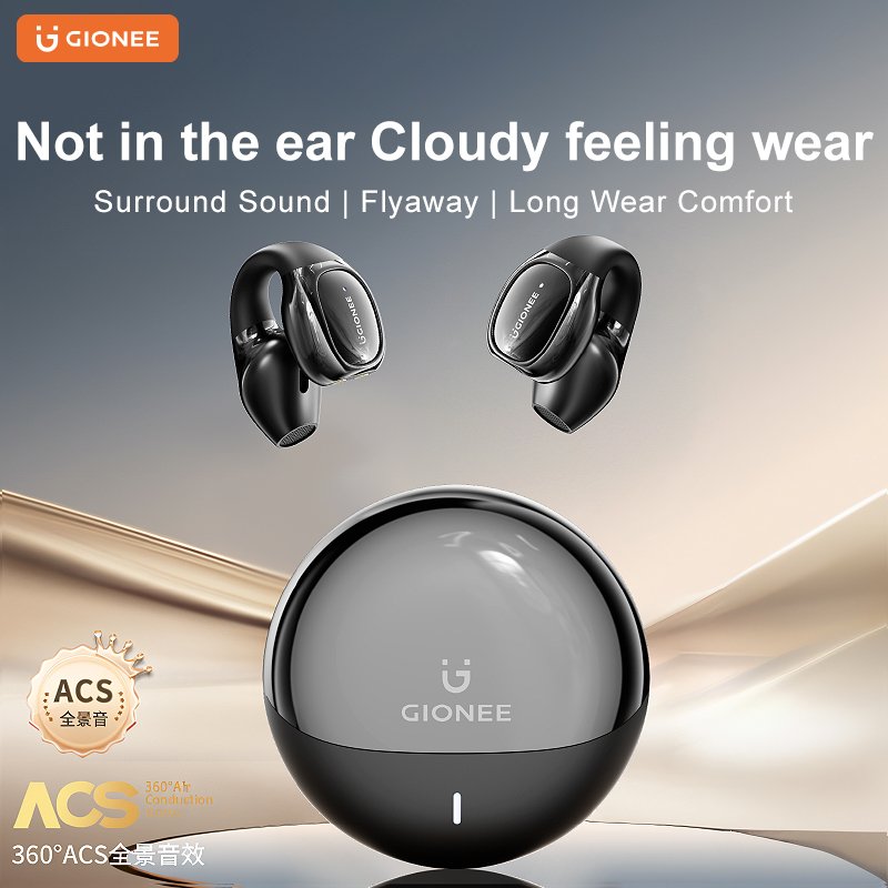 Gionee JL035 Bone Conduction Headphones TWS BT V5.4 true wireless Earbuds Noise Cancelling Ear Clip Earphones Sports Headsets