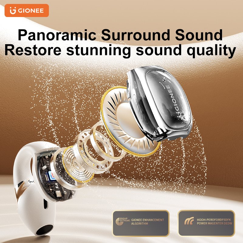 Gionee JL035 Bone Conduction Headphones TWS BT V5.4 true wireless Earbuds Noise Cancelling Ear Clip Earphones Sports Headsets