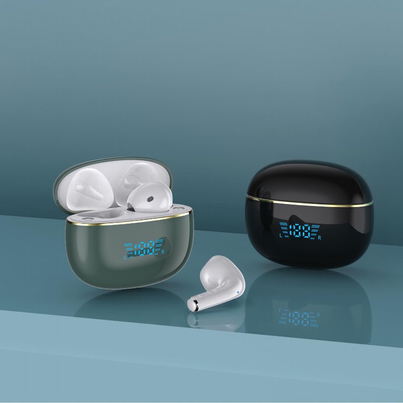 New PRO8S Battery Indicator Mini TWS Earphone Style Sports Noise Reduction Digital Display Semi In-ear True Wireless Earbuds