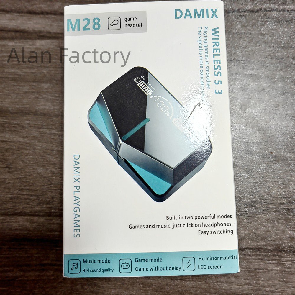 TWS M28 Gaming Headsets Earphone with Mic Low Latency 9D Stereo Wireless Headphone LED Display Sports Earbuds M28