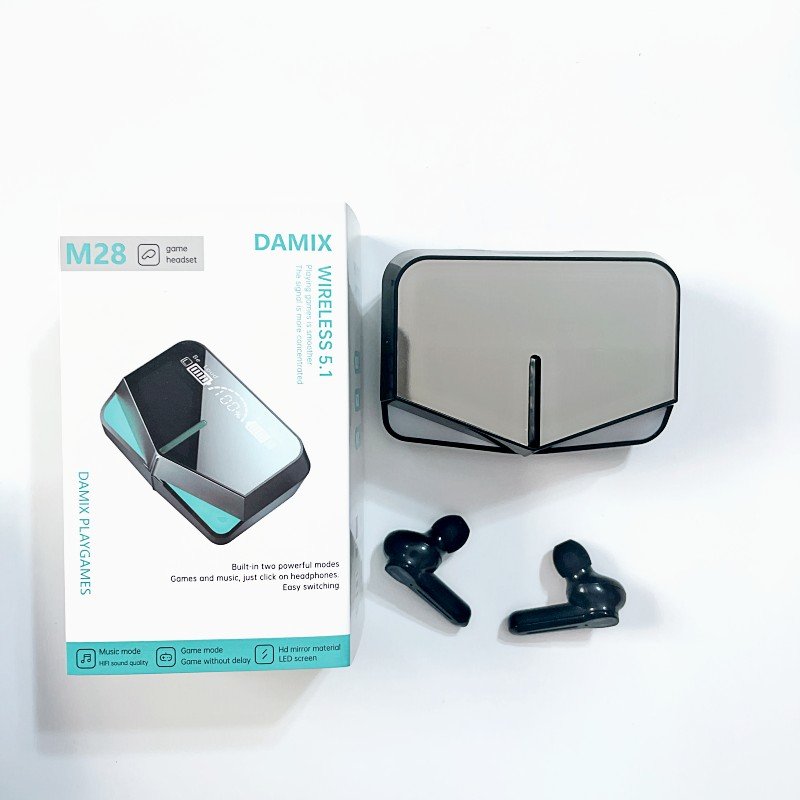 TWS M28 Gaming Headsets Earphone with Mic Low Latency 9D Stereo Wireless Headphone LED Display Sports Earbuds M28