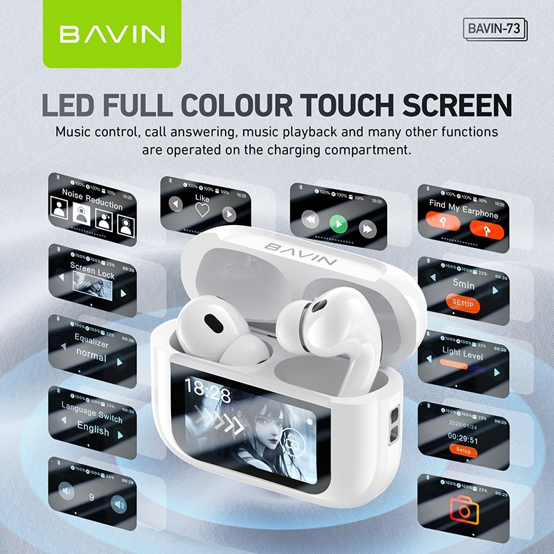 BAVIN wholesale 73 blue tooth 5.3 true wireless ANC tws earbuds openear semi in ear headphones