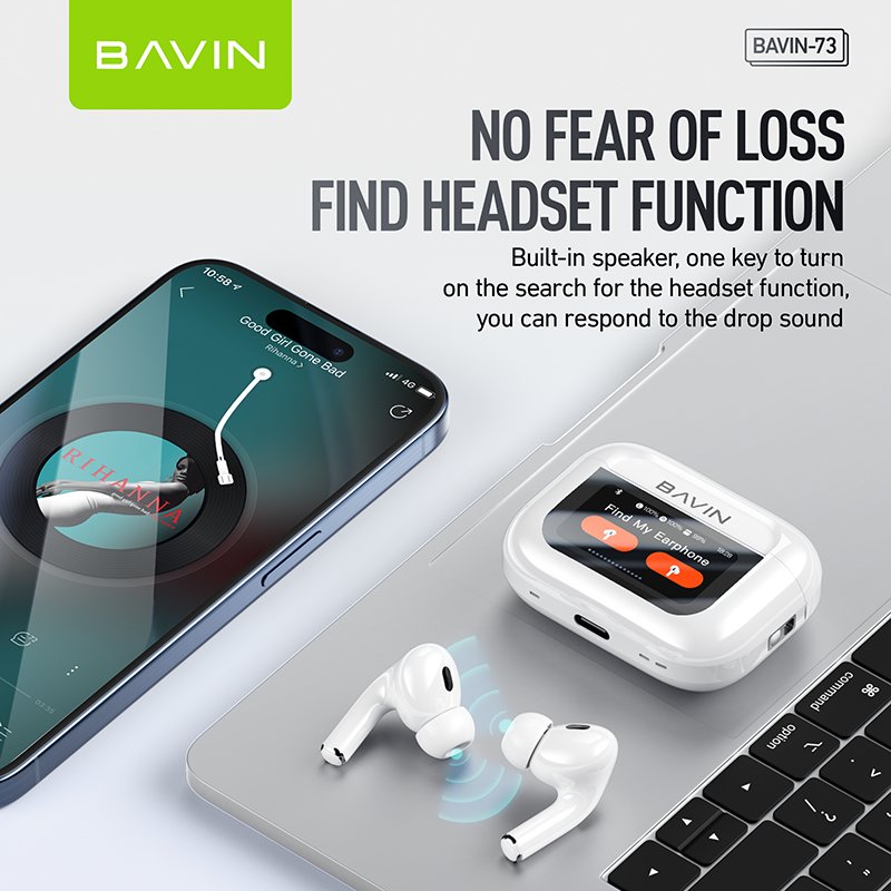 BAVIN wholesale 73 blue tooth 5.3 true wireless ANC tws earbuds openear semi in ear headphones