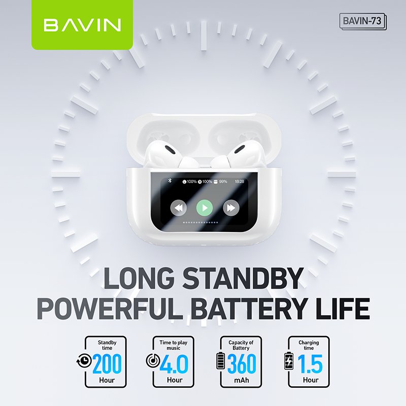 BAVIN wholesale 73 blue tooth 5.3 true wireless ANC tws earbuds openear semi in ear headphones