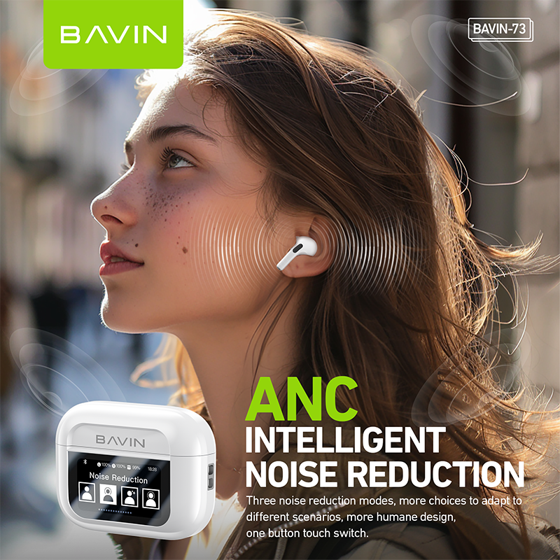 BAVIN wholesale 73 blue tooth 5.3 true wireless ANC tws earbuds openear semi in ear headphones