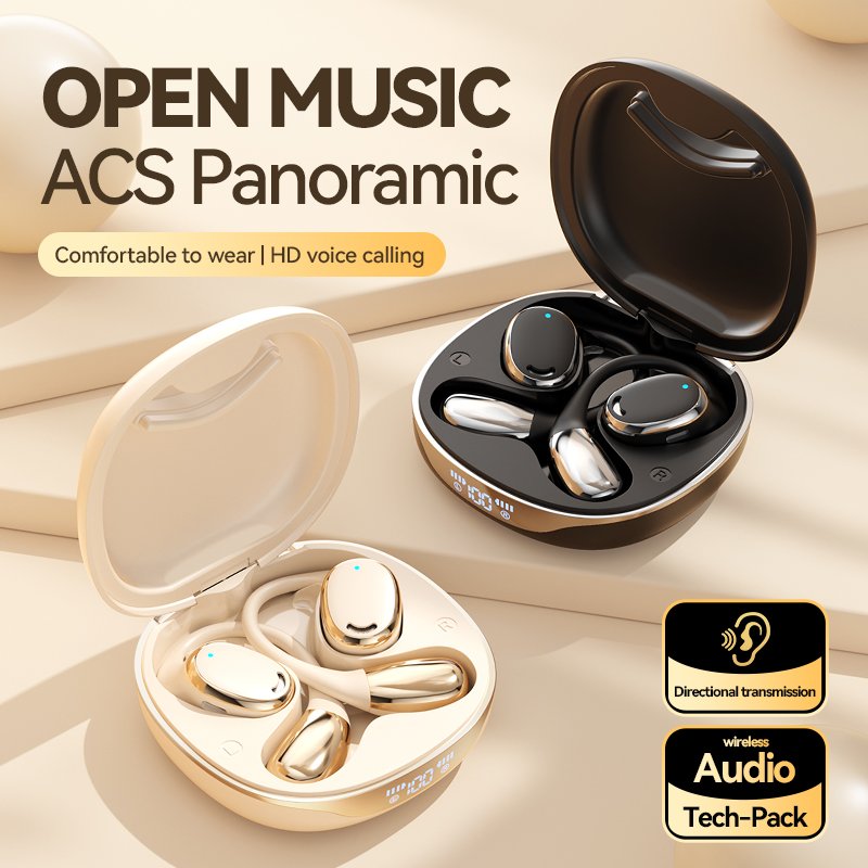 M70 Open-Ear Sports Earbuds Electroplated Metal Texture True Wireless Earphones with Call Noise Reduction and HIFI Sound Quality