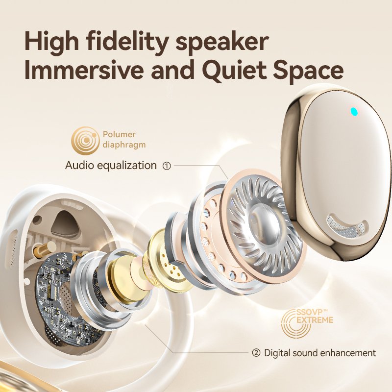 M70 Open-Ear Sports Earbuds Electroplated Metal Texture True Wireless Earphones with Call Noise Reduction and HIFI Sound Quality