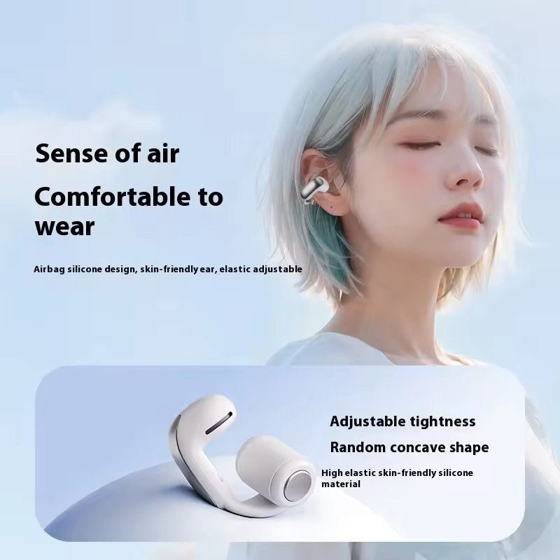 V12 Clip-on BT5.3 Headset Ultra Long Life Comfortable Surround Sound Ear Clip Noise Canceling