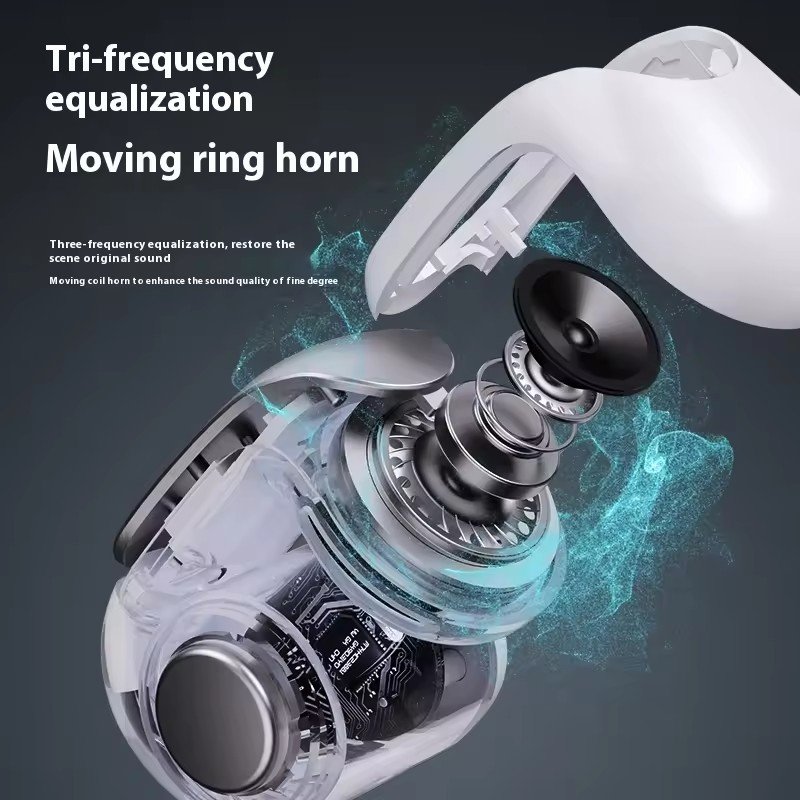 V12 Clip-on BT5.3 Headset Ultra Long Life Comfortable Surround Sound Ear Clip Noise Canceling