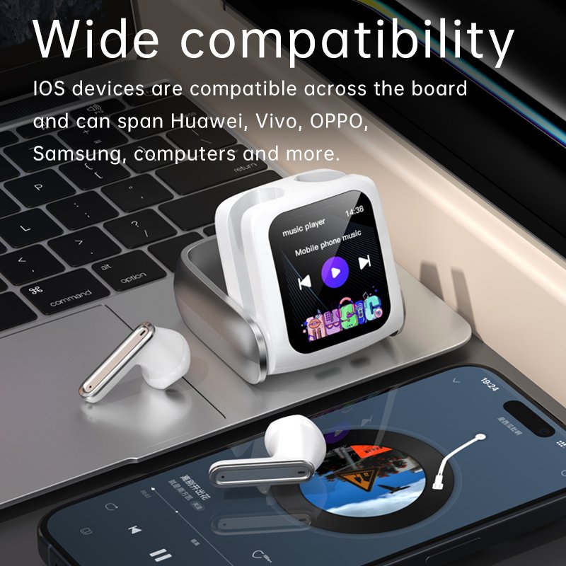 T71 New Upgrade BT 5.4 Wireless Earphones LCD Full Color Smart Touch Screen ANC ENC Noise Reduction Waterproof In-Ear Headphones