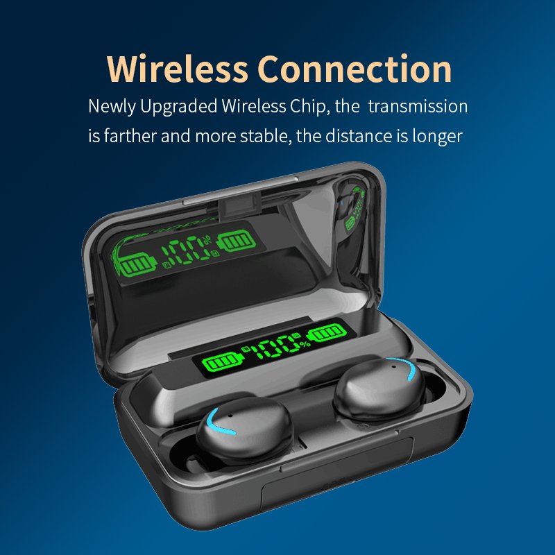 F9 TWS Wireless Gaming Headphones with LED Display Waterproof Headset Blue%tooth Sports Earbuds True Wireless Digital Earphones