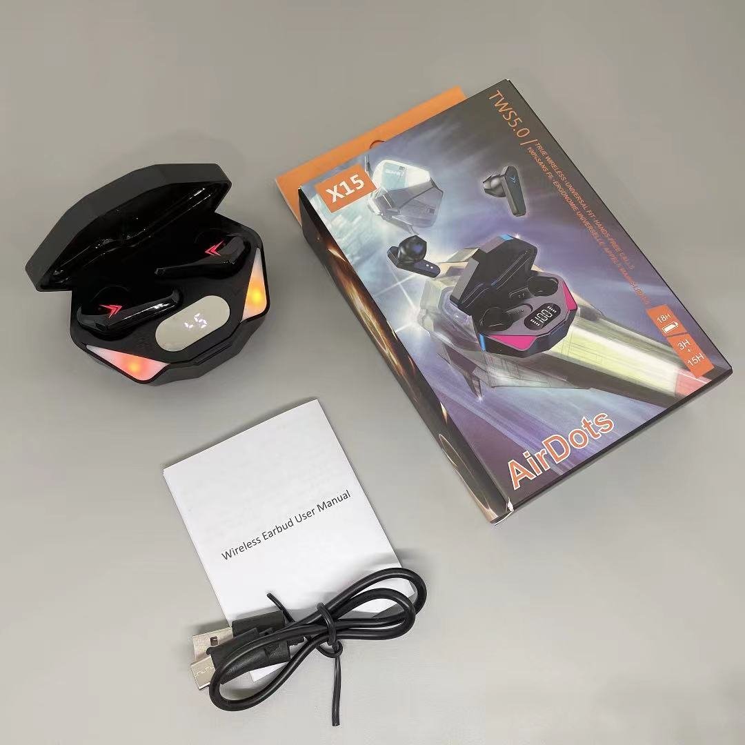2024 Gamer X15 TWS Earbuds Wireless Headphone 5.0 Earphone Noise Cancelling Gaming Headset Stereo Sound Music In-ear earphone