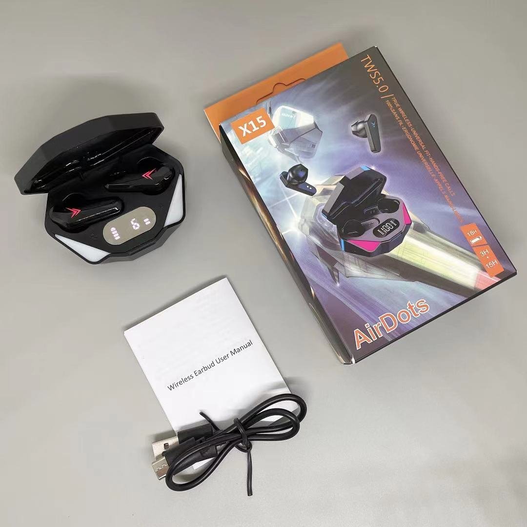 2024 Gamer X15 TWS Earbuds Wireless Headphone 5.0 Earphone Noise Cancelling Gaming Headset Stereo Sound Music In-ear earphone