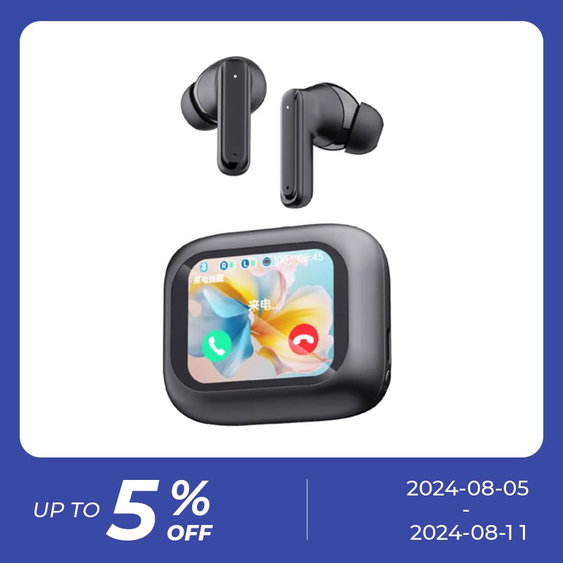 2024 new Wirelesses headphone ANC active noise cancelling earbuds IPX4 LED touch screen waterproof wireless earphone