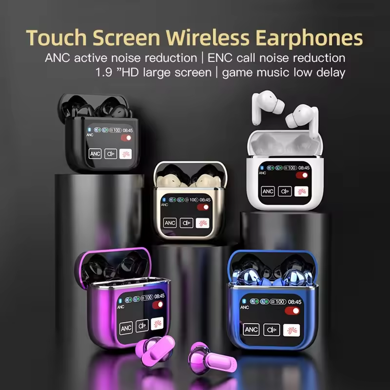 SE60 Tws V5.3 Earphones True Wireless Stereo Headset Touch Screen ANC Enc Active Noise Cancelling Headphones Earbuds for Sports