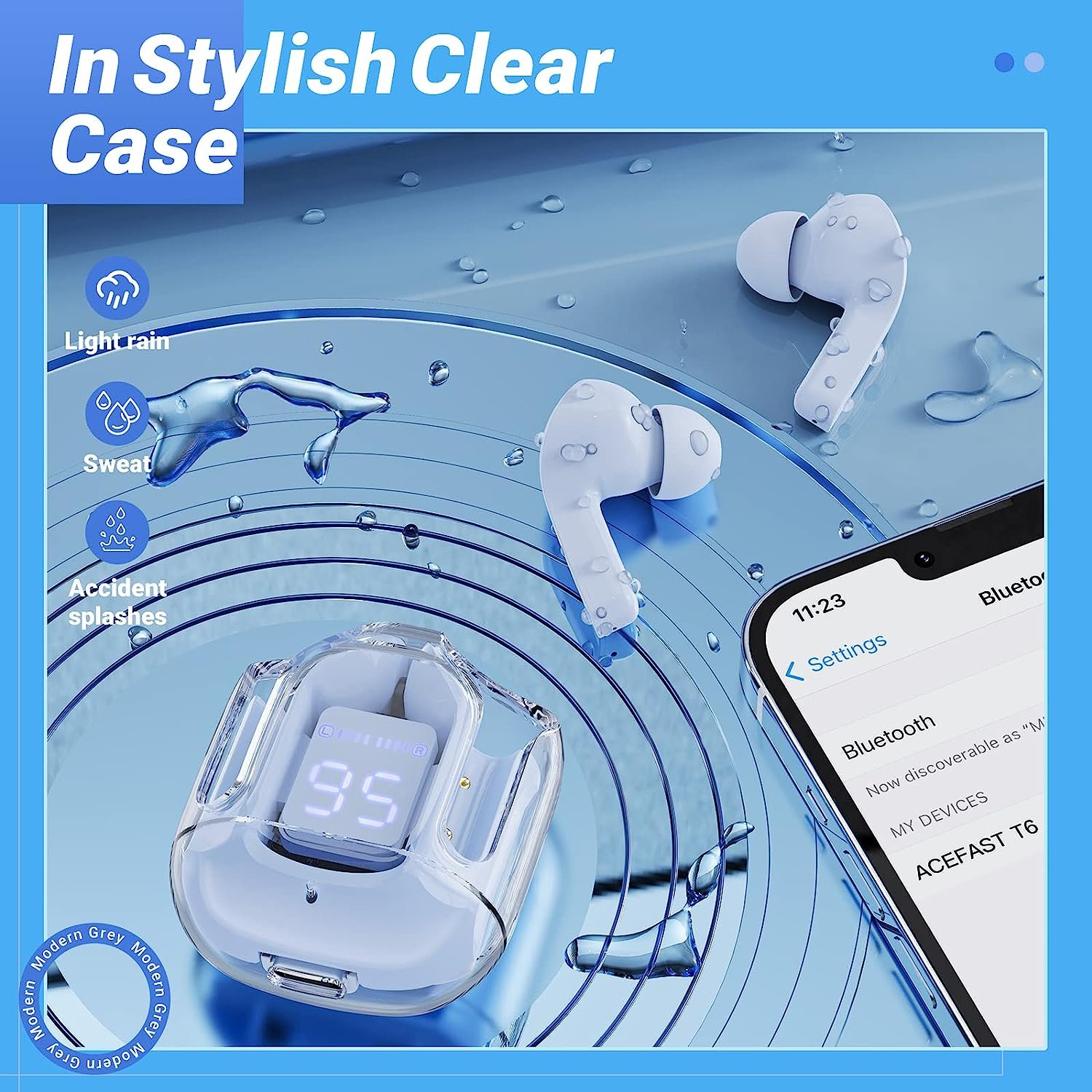 BT5.0 TWS Earphones with Mic Noise Canceling LED Digital Display T6 True Wireless Stereo Earbuds for iPhone Earphone Headphone