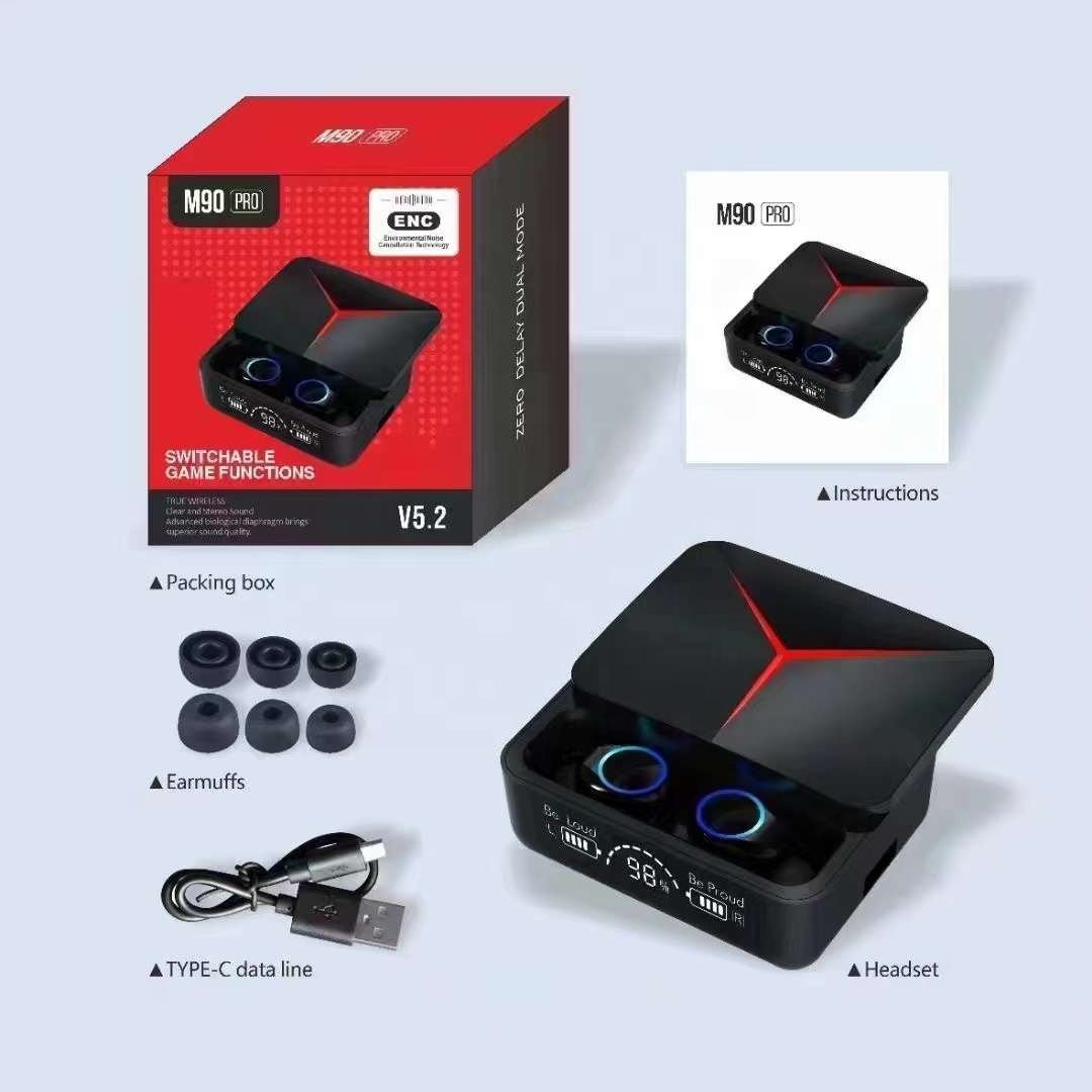 Hot Selling M90 Pro LED Display TWS Gaming Headset Audifonos BT Wireless Earbuds Earphone with Power Bank m90pro