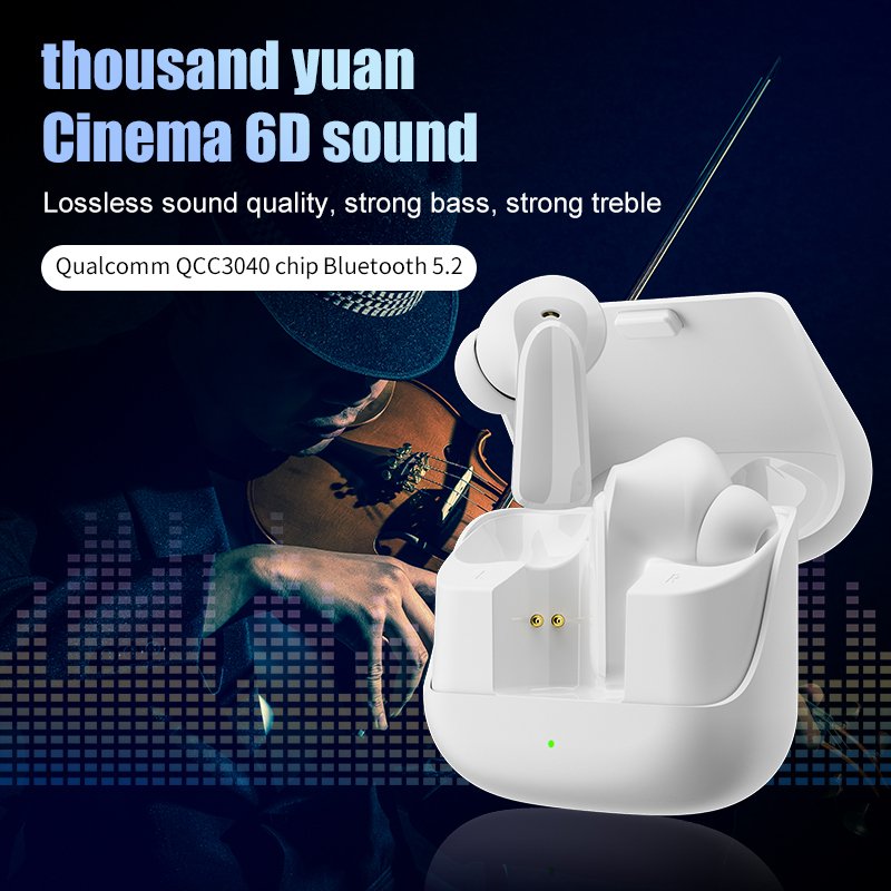 QCC3040 Apt-X AAC Earbuds Wireless HD Call ENC Noise Cancelling TWS Earphones Hifi Sound Headphone with 4 Mic Wireless Charging