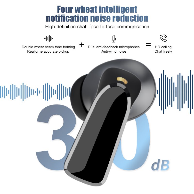 QCC3040 Apt-X AAC Earbuds Wireless HD Call ENC Noise Cancelling TWS Earphones Hifi Sound Headphone with 4 Mic Wireless Charging