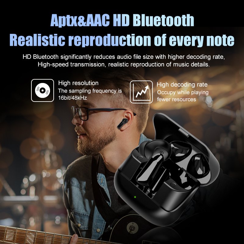 QCC3040 Apt-X AAC Earbuds Wireless HD Call ENC Noise Cancelling TWS Earphones Hifi Sound Headphone with 4 Mic Wireless Charging