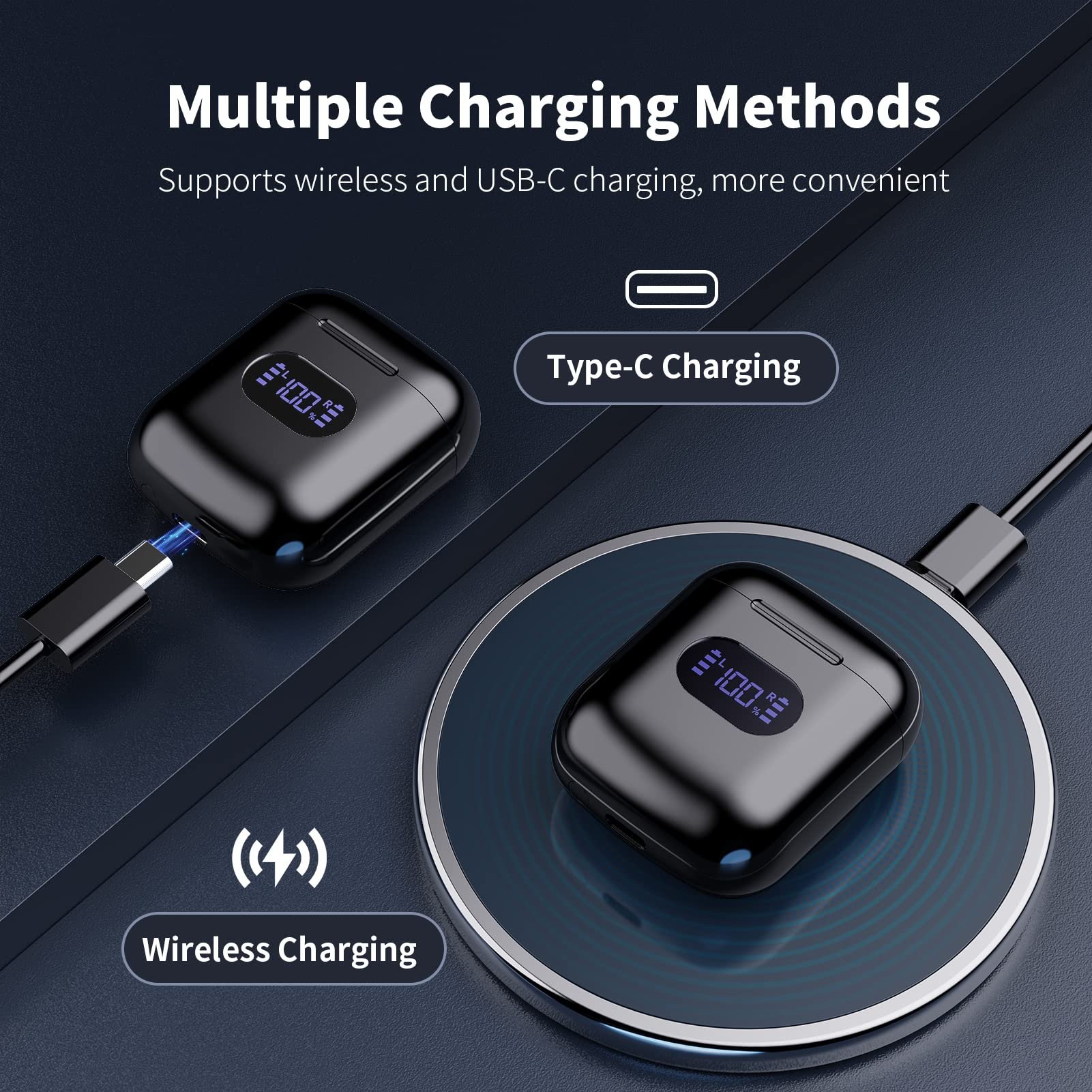 Led Power Display Earbuds Premium Sound Wireless Wired Hifi Wireless Noise Cancelling Tws Earphones Headphones Earphone