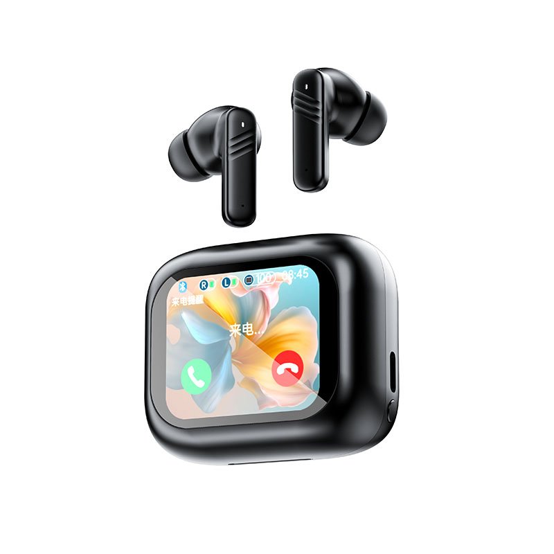Factory Price New LCD Touch Screen ANC And ENC Noise Cancelling Earphone TWS Earbuds With Digital LCD Touch Control Screen