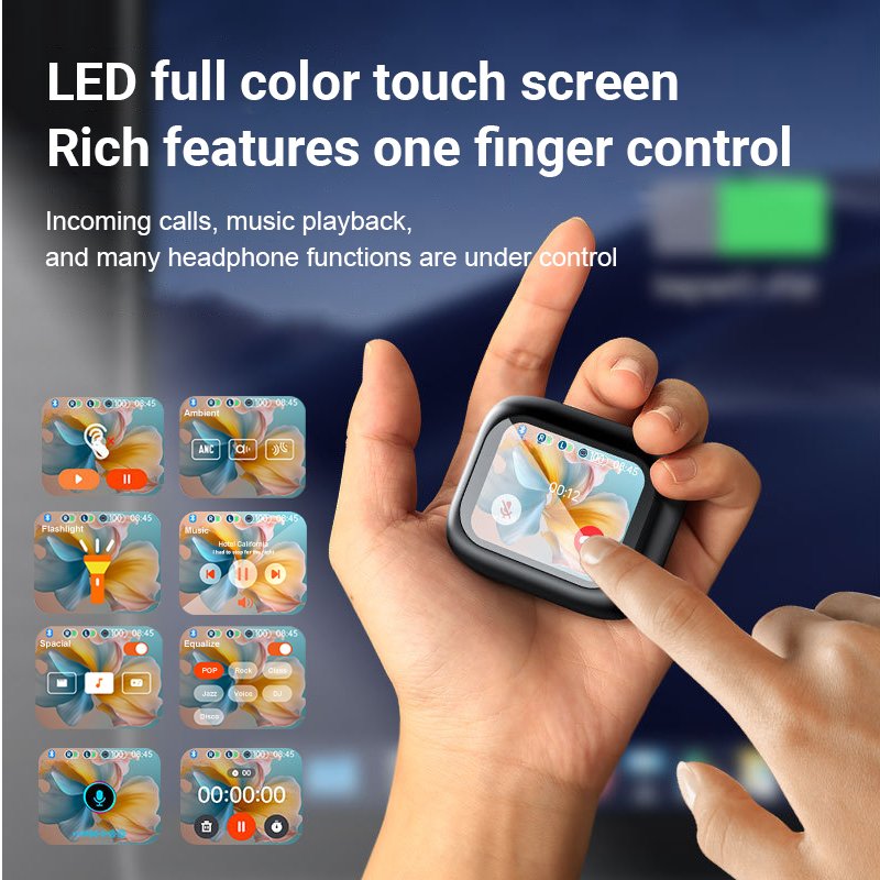 Factory Price New LCD Touch Screen ANC And ENC Noise Cancelling Earphone TWS Earbuds With Digital LCD Touch Control Screen