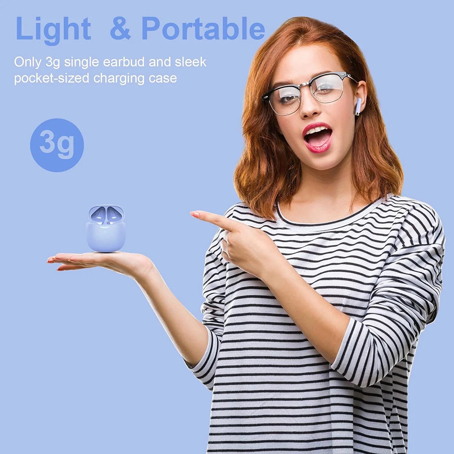 Huien IP7 Waterproof Sports Wireless Earbuds Bluetooth 5.3 Earphones Stereo Bass in Ear Noise Cancelling Tws Earbuds