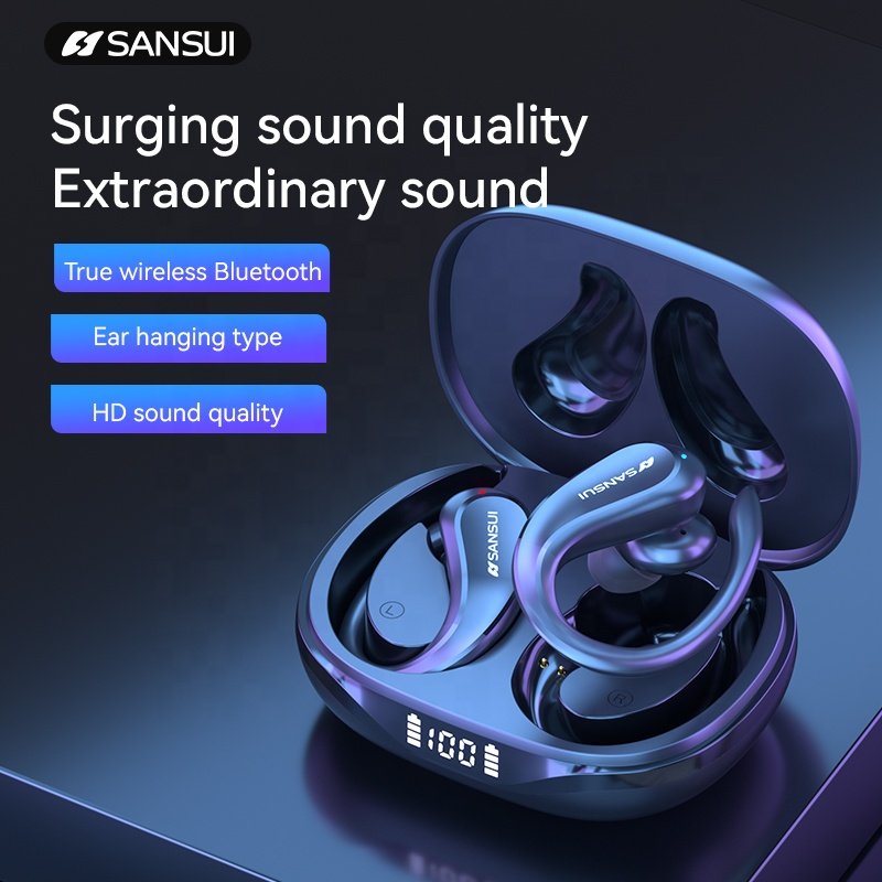 SANSUI W56 Noise Cancelling Open ear earbuds TWS Wireless Stereo headphone Low-Latency Gaming headset