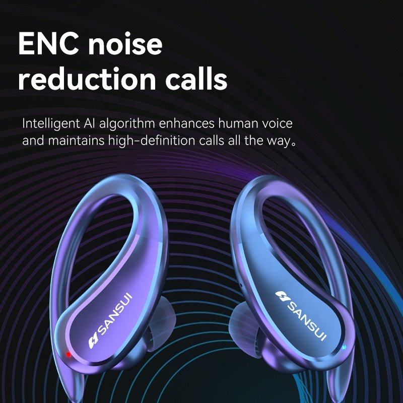 SANSUI W56 Noise Cancelling Open ear earbuds TWS Wireless Stereo headphone Low-Latency Gaming headset