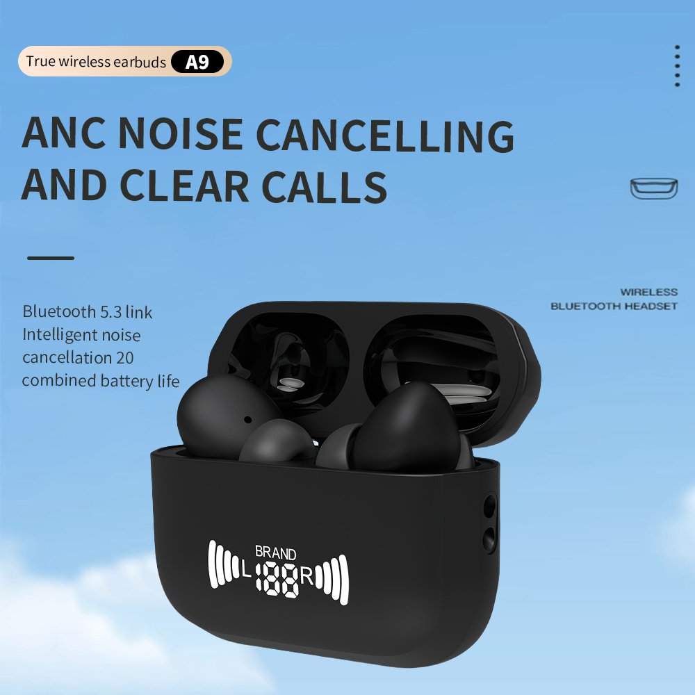 Factory OEM logo CE RoHS certified high quality earbuds 2024 bt5.3 anc enc tws hifi noise cancelling tws earphones with screen