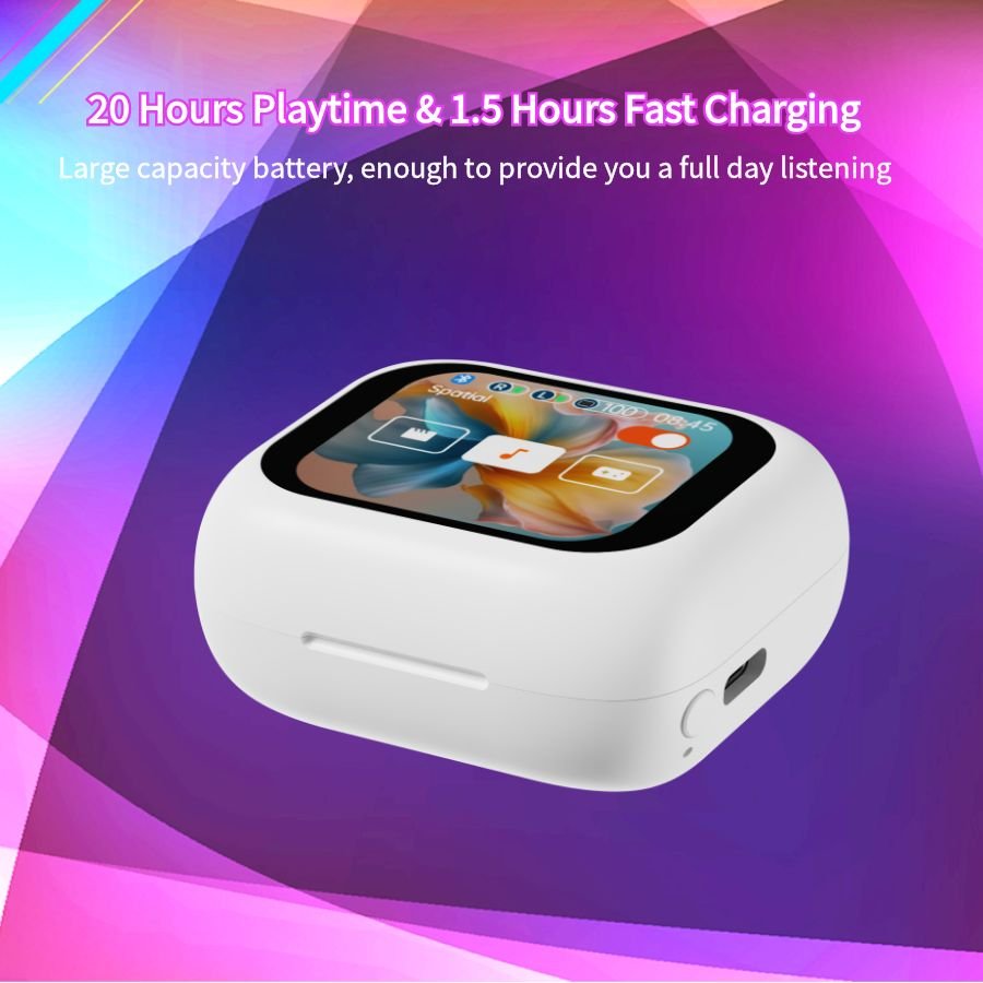 BT5.4 ANC ENC LCD Touch Screen TWS HiFi Gaming Earbuds & in-ear Noise Cancelling Headphones Sports Earphones with Touch Screen