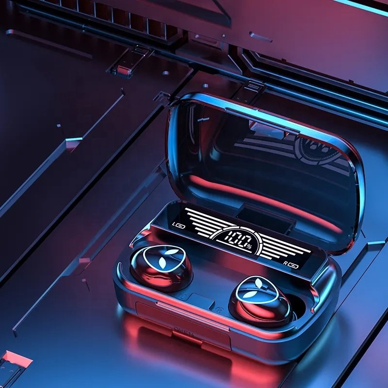 Hot Sales M20 TWS BT5.3 Earphone LED Skull Flashlight Headphone Mirror Surface Earbud m10 With Big Charger Box
