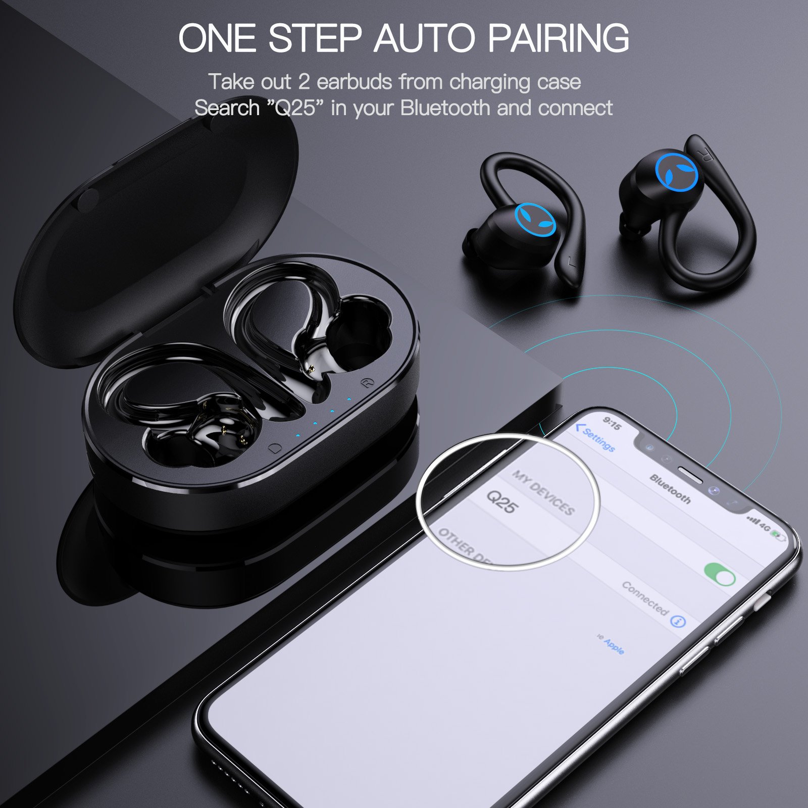 Q25 Pro Bluetooth Earphone Wireless Headphones Stereo Handsfree Noise Canceling Bluetooth Headset with Mic for all Smart Phone