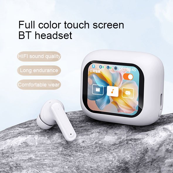 2024 new Wirelesses headphone ANC active noise cancelling earbuds IPX4 LED touch screen waterproof wireless earphone