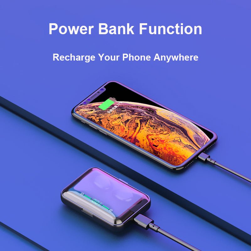F10 F9 Wireless Bluetooth Headphone TWS Earbuds Gaming Earphone with 2000mAh Power Bank Charging Case