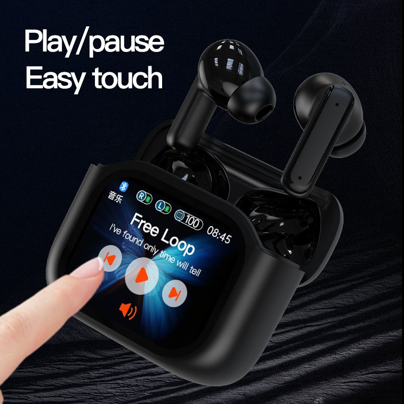 ANC ENC Earphone BY-16 LCD Colorful Screen Stereo Sound TWS Earbuds Long Battery Life Sport Gaming True Wireless Earphones