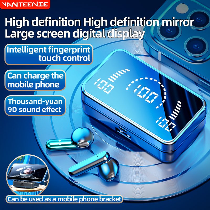 Power Bank headphones S20 Mirror-LED Shell Tws Earbuds Intelligent Digital Display Wireless Earphones Headphones Headsets
