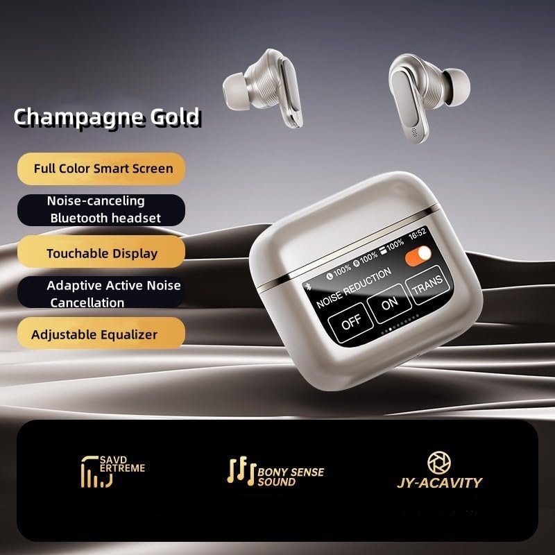 Wireless Noise-canceling Earbuds LED Touch Screen Anti-Loss Locator Dual Microphone Call Noise Cancellation IPX8 Waterproof